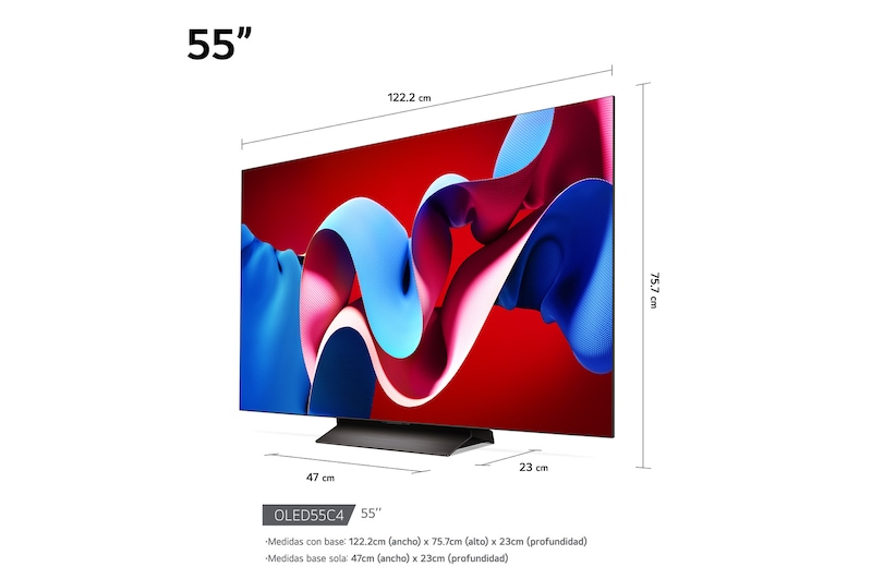 Left-facing side view of LG OLED evo TV, OLED C4